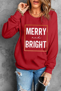 Red MERRY And BRIGHT Glitter Graphic Sweatshirt