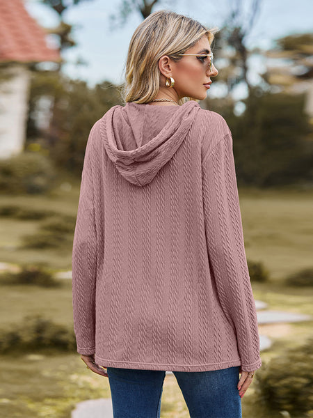 Cable-Knit Hooded Blouse