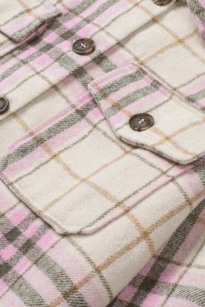 Pocketed Button-Up Long Sleeve Plaid Jacket