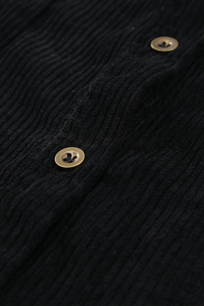 Rivet Corduroy Buttoned Long Sleeve Shirt With Pockets