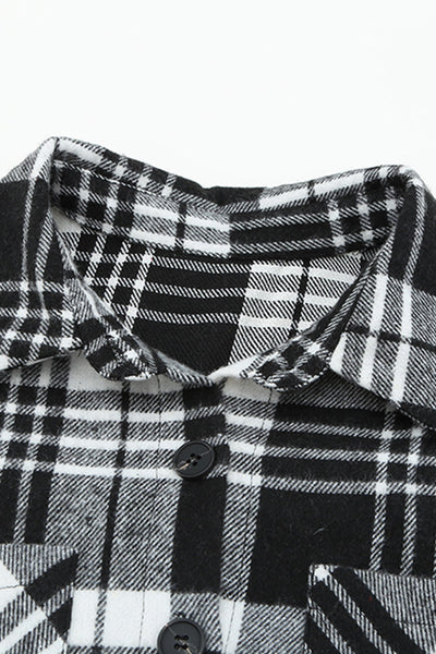 Grid Print Boyfriend Shirt Coat