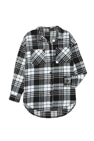Grid Print Boyfriend Shirt Coat