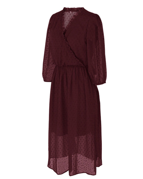 Solid Long Sleeve Frilled Trim Elastic Waist Midi Dress